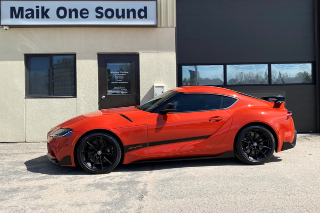 Toyota 2024 Supra with professional window tint in North Bay